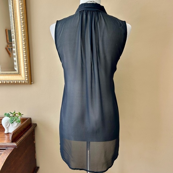 Jeunesse Black Silk Sleeveless Sheer Blouse Button Down Tank Size Large L - Picture 7 of 10